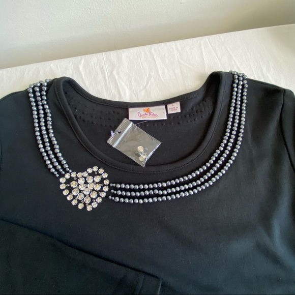 Quacker Factory NWOT Beaded Heart RS Valentines Day Cotton Top - Picture 9 of 12